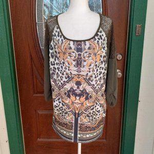 Style & Co Combination Animal/Floral Top Size XL